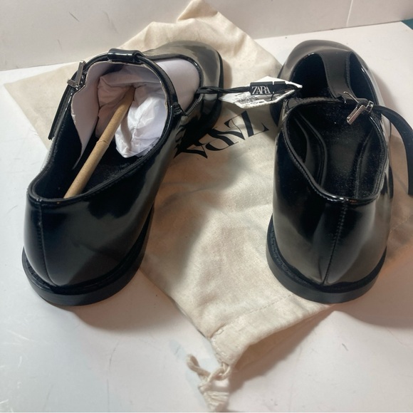ZARA 8 Patent Mary Jane Ballet Flats T-strap Women EU 39 NEW - Picture 3 of 5